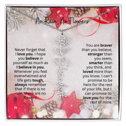 No Rain No Flowers Necklace for Daughter - Christmas Birth Flower Jewelry Gift 2025 - Ever Trendy Essentials