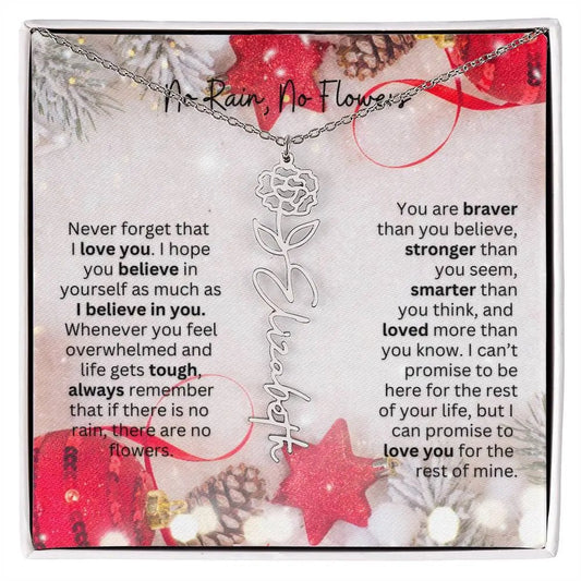 No Rain No Flowers Necklace for Daughter - Christmas Birth Flower Jewelry Gift 2025 - Ever Trendy Essentials