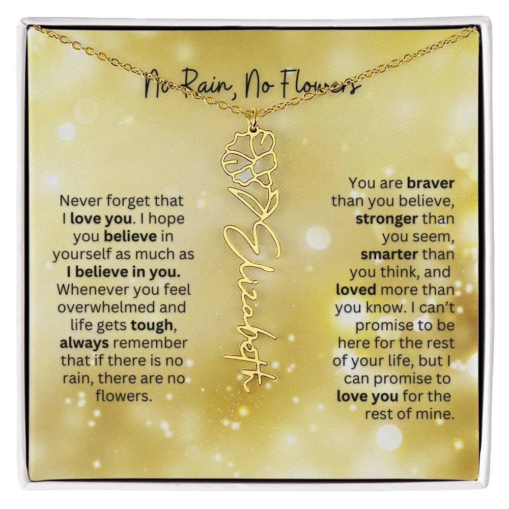 No Rain No Flowers Necklace for Daughter - Christmas Birth Flower Jewelry Gift 2025 - Ever Trendy Essentials