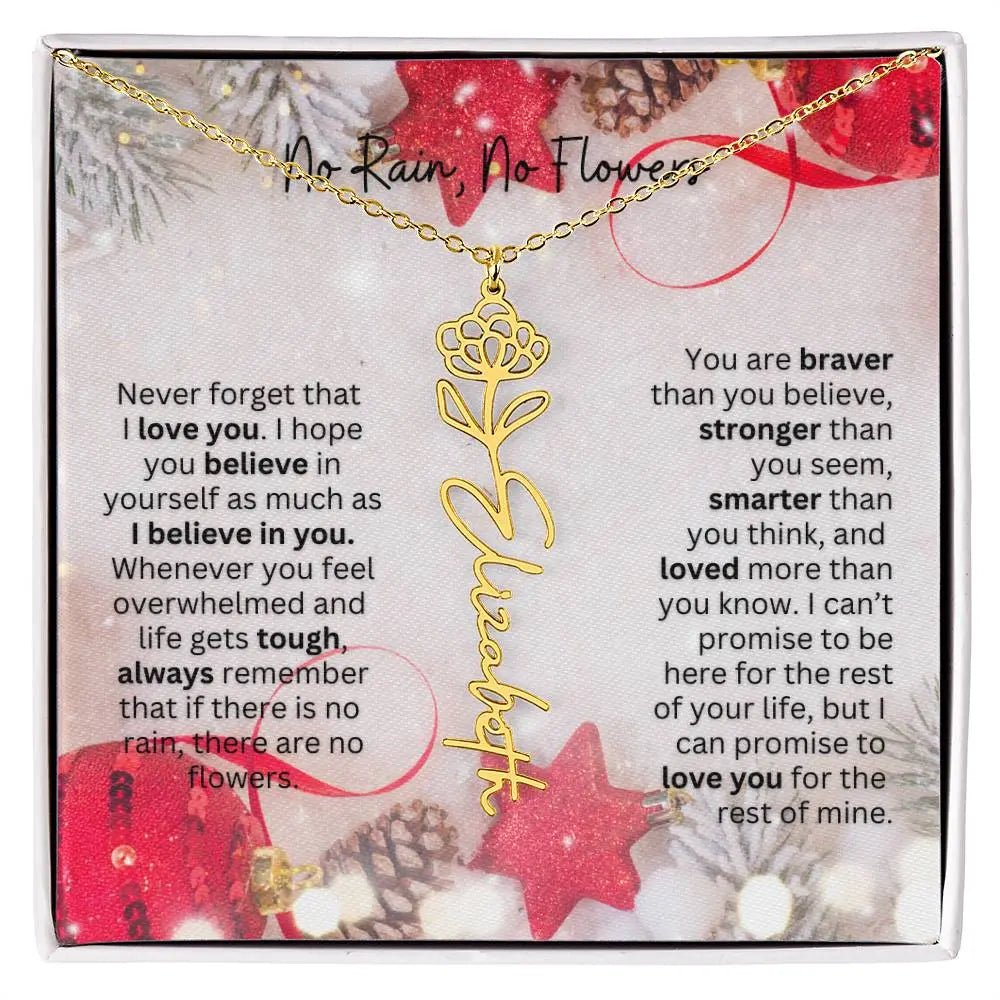 No Rain No Flowers Necklace for Daughter - Christmas Birth Flower Jewelry Gift 2025 - Ever Trendy Essentials