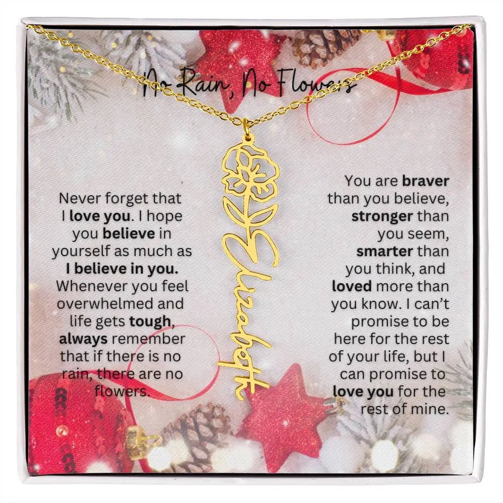 No Rain No Flowers Necklace for Daughter - Christmas Birth Flower Jewelry Gift 2025 - Ever Trendy Essentials