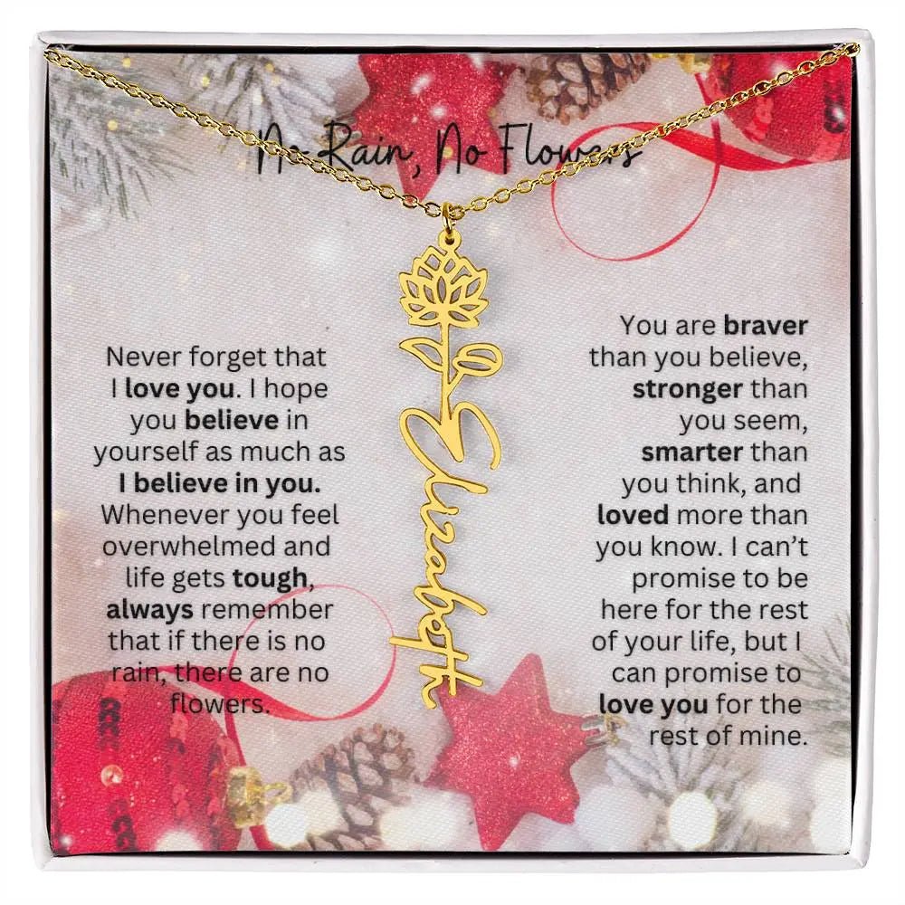 No Rain No Flowers Necklace for Daughter - Christmas Birth Flower Jewelry Gift 2025 - Ever Trendy Essentials