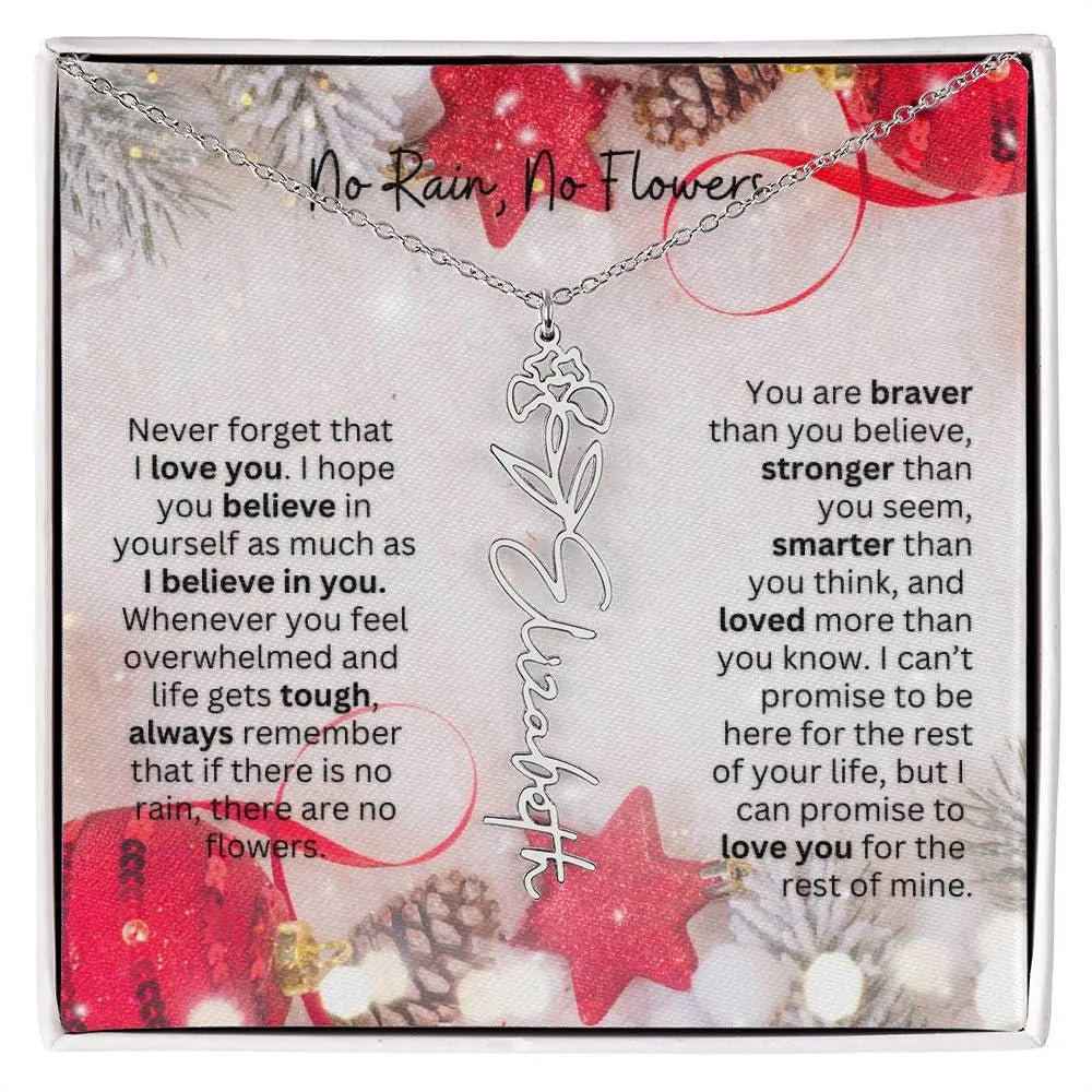 No Rain No Flowers Necklace for Daughter - Christmas Birth Flower Jewelry Gift 2025 - Ever Trendy Essentials