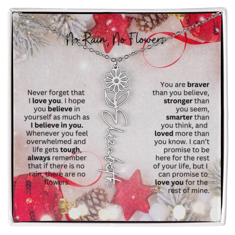 No Rain No Flowers Necklace for Daughter - Christmas Birth Flower Jewelry Gift 2025 - Ever Trendy Essentials