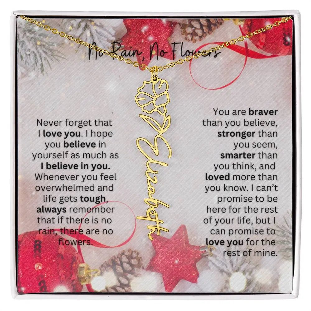 No Rain No Flowers Necklace for Daughter - Christmas Birth Flower Jewelry Gift 2025 - Ever Trendy Essentials