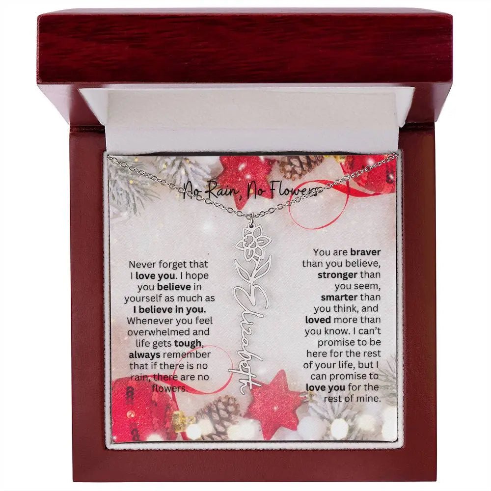 No Rain No Flowers Necklace for Daughter - Christmas Birth Flower Jewelry Gift 2025 - Ever Trendy Essentials