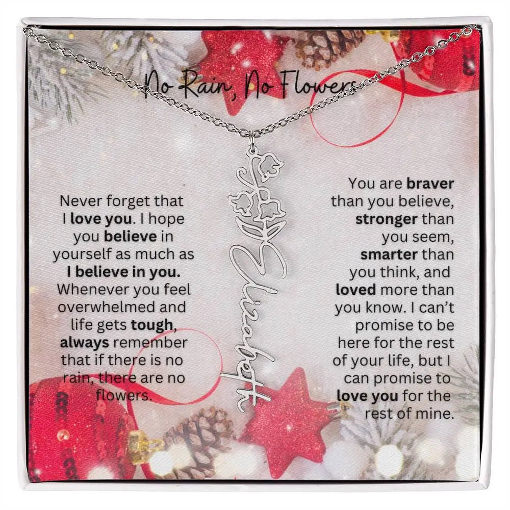 No Rain No Flowers Necklace for Daughter - Christmas Birth Flower Jewelry Gift 2025 - Ever Trendy Essentials