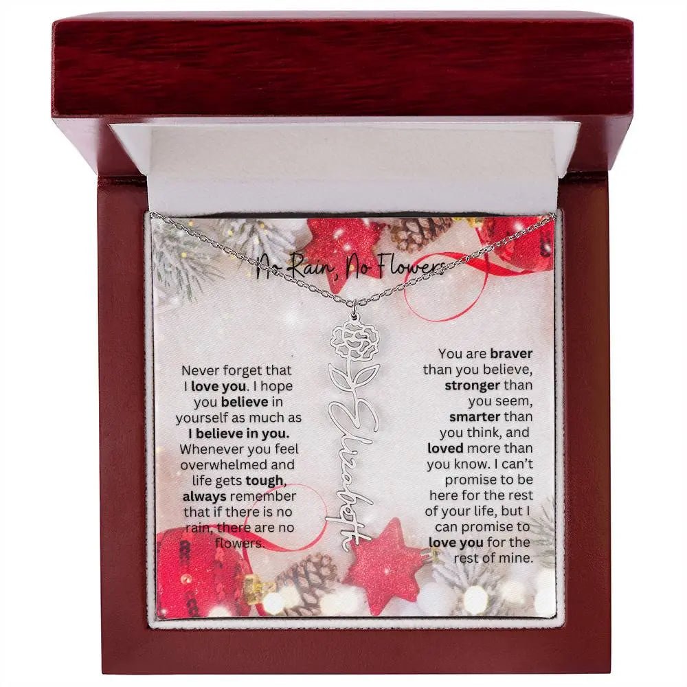 No Rain No Flowers Necklace for Daughter - Christmas Birth Flower Jewelry Gift 2025 - Ever Trendy Essentials