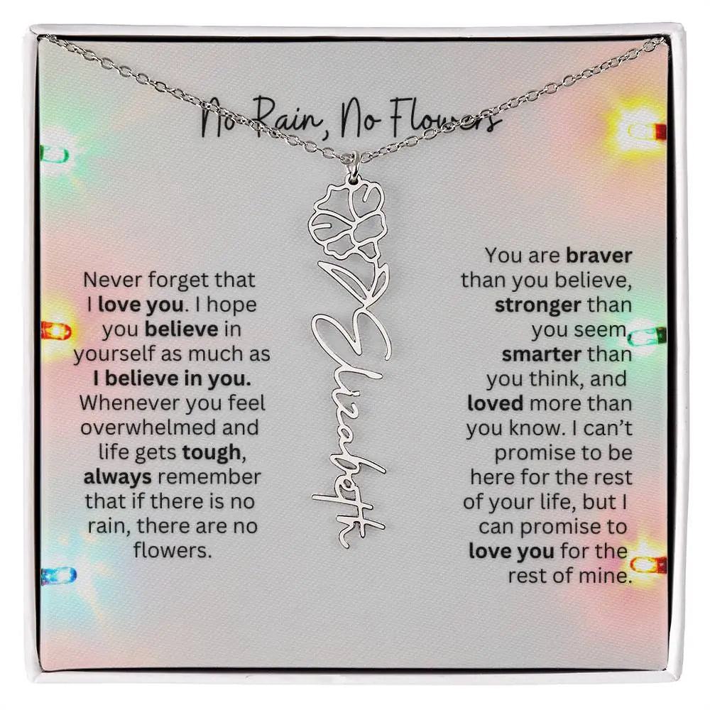 No Rain No Flowers Necklace for Daughter - Christmas Personalized Birth Flower Jewelry 2025 - Ever Trendy Essentials