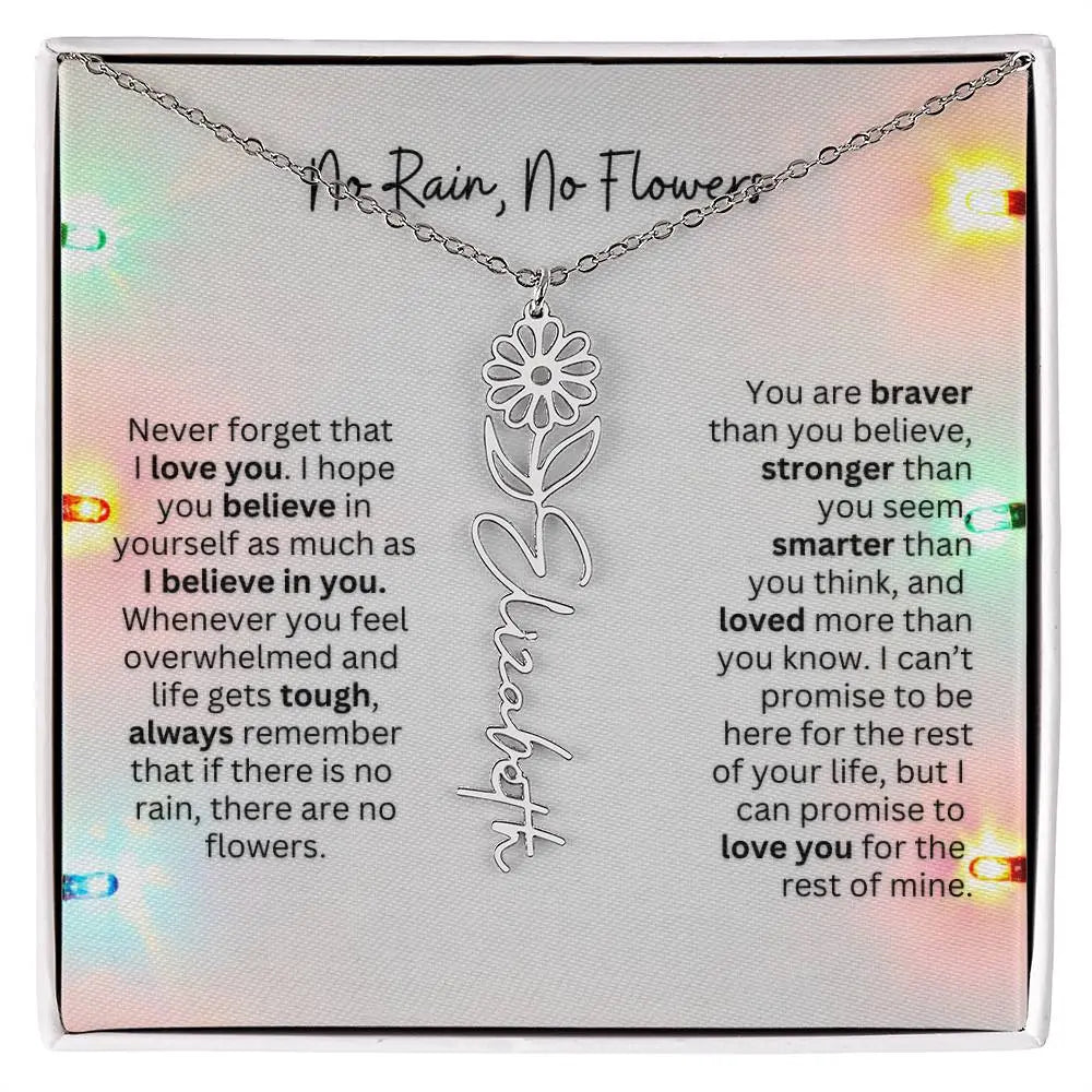 No Rain No Flowers Necklace for Daughter - Christmas Personalized Birth Flower Jewelry 2025 - Ever Trendy Essentials