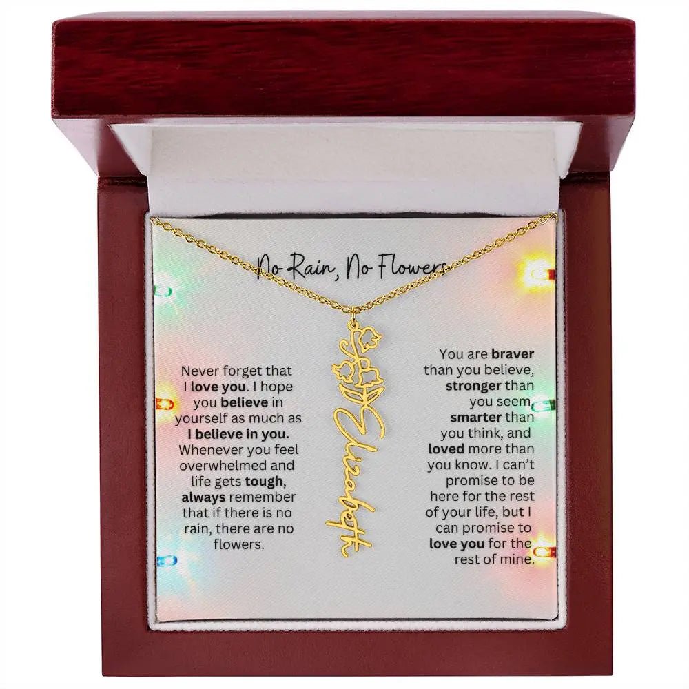 No Rain No Flowers Necklace for Daughter - Christmas Personalized Birth Flower Jewelry 2025 - Ever Trendy Essentials