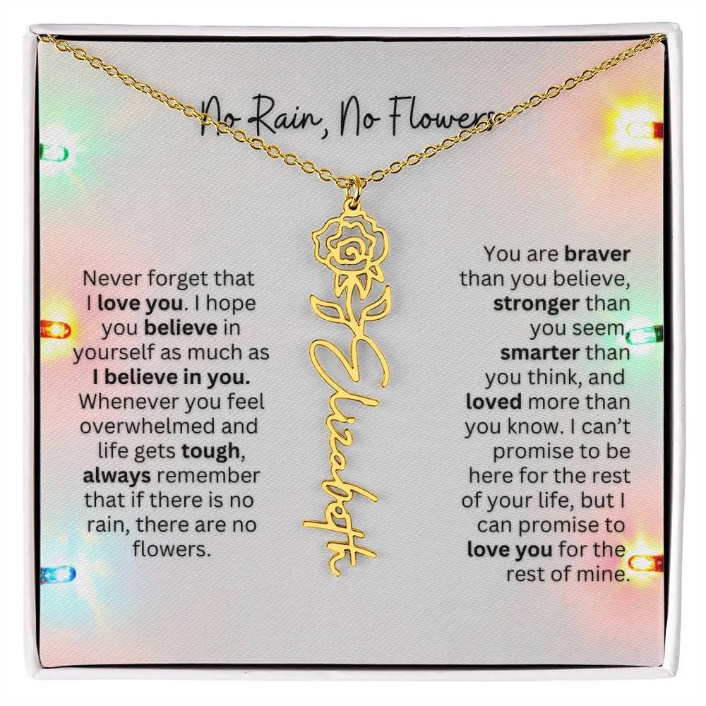 No Rain No Flowers Necklace for Daughter - Christmas Personalized Birth Flower Jewelry 2025 - Ever Trendy Essentials