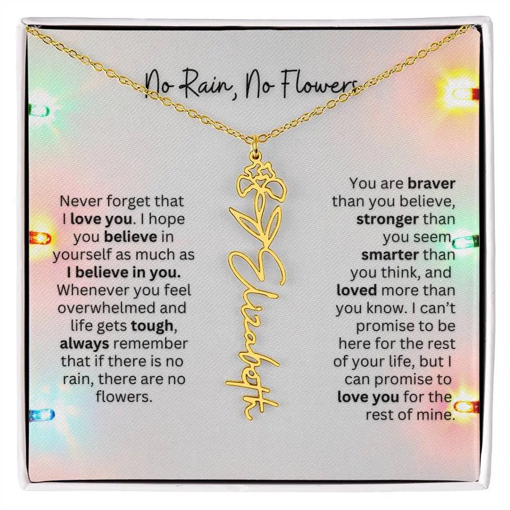 No Rain No Flowers Necklace for Daughter - Christmas Personalized Birth Flower Jewelry 2025 - Ever Trendy Essentials