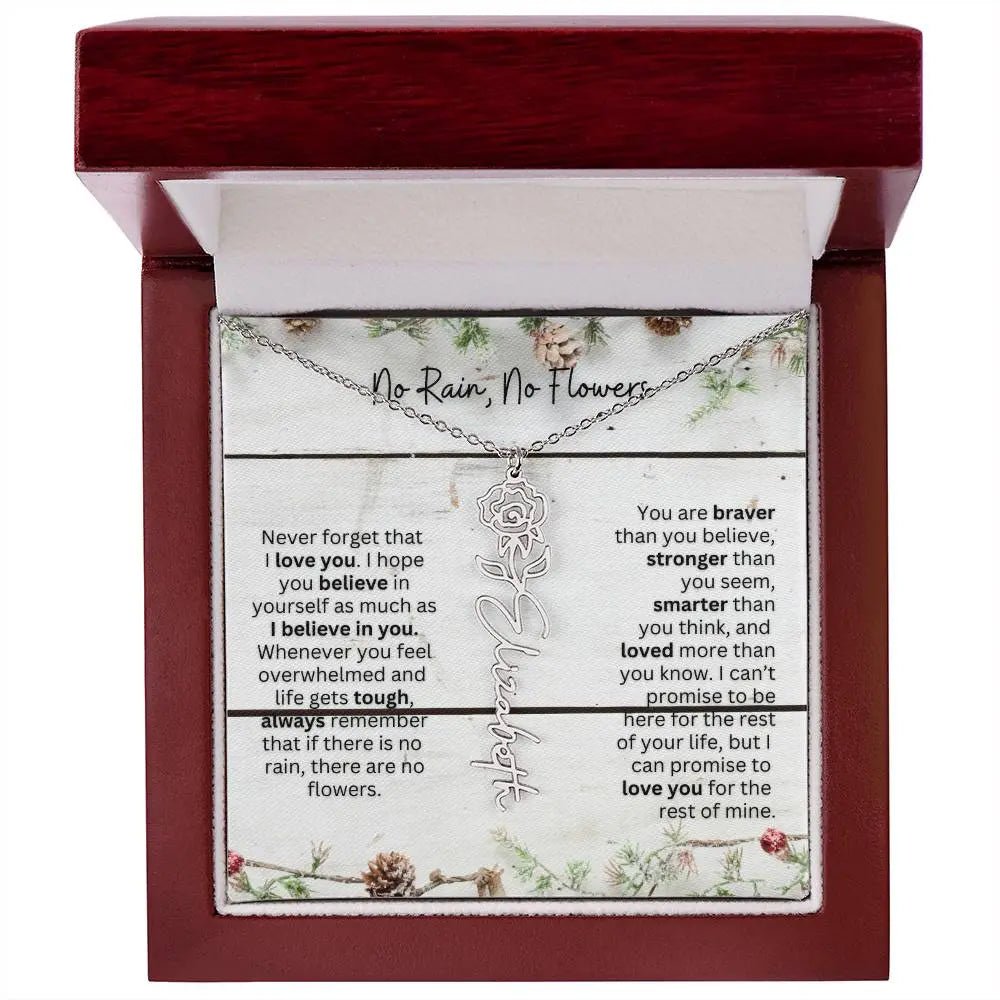 No Rain No Flowers Necklace for Daughter - Christmas Special Women Birth Flower Jewelry Gift 2025 - Ever Trendy Essentials