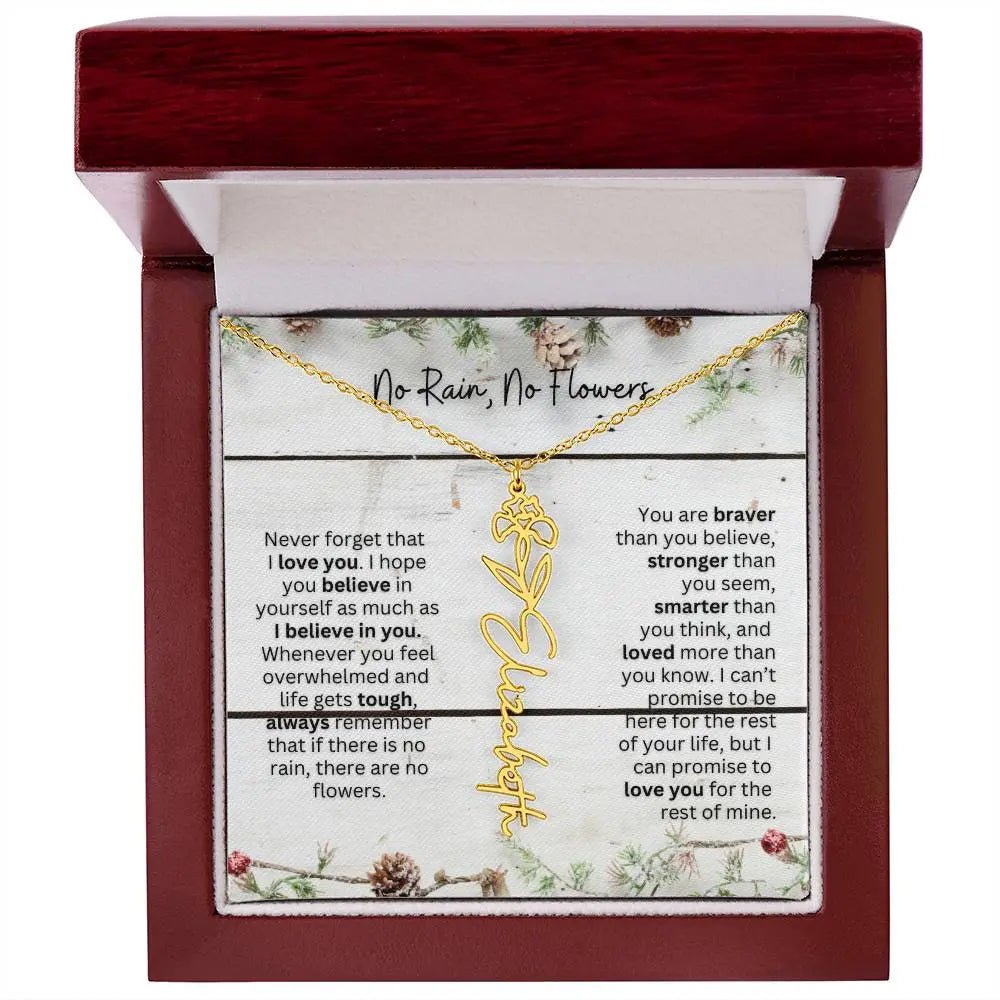No Rain No Flowers Necklace for Daughter - Christmas Special Women Birth Flower Jewelry Gift 2025 - Ever Trendy Essentials