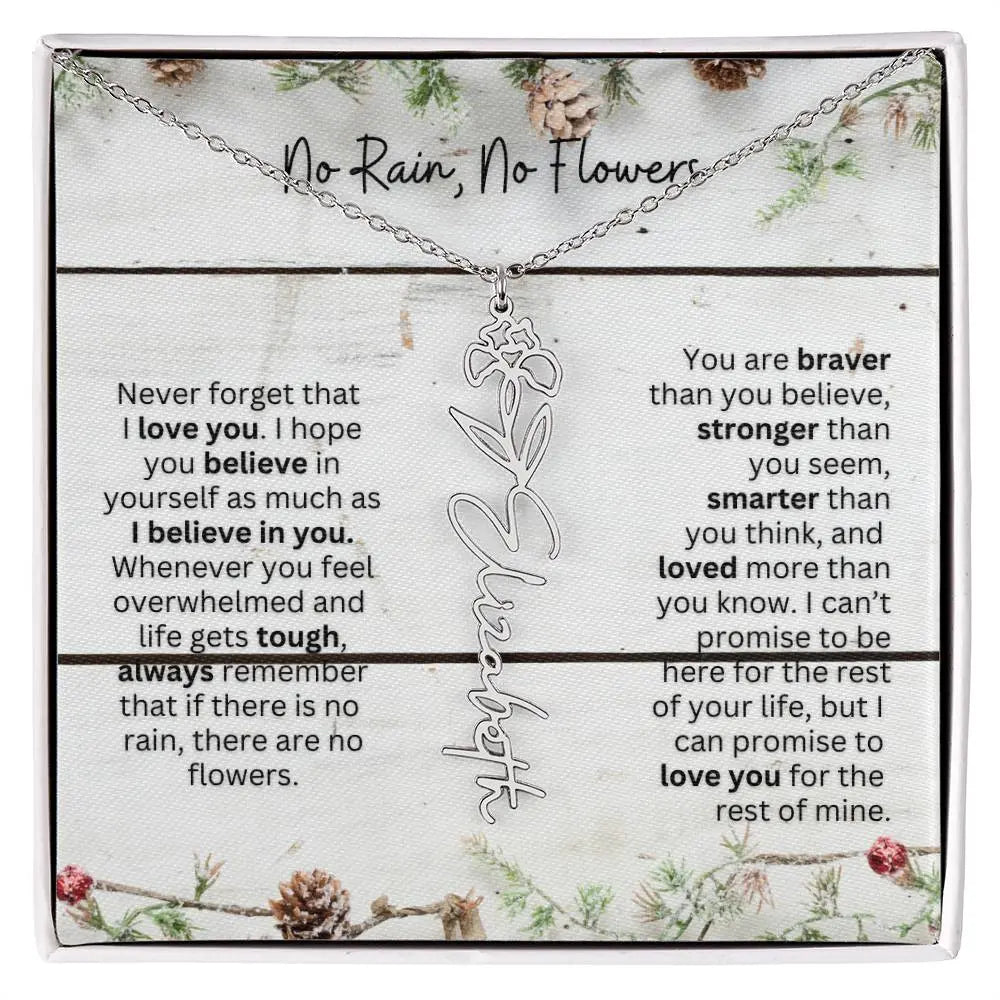 No Rain No Flowers Necklace for Daughter - Christmas Special Women Birth Flower Jewelry Gift 2025 - Ever Trendy Essentials