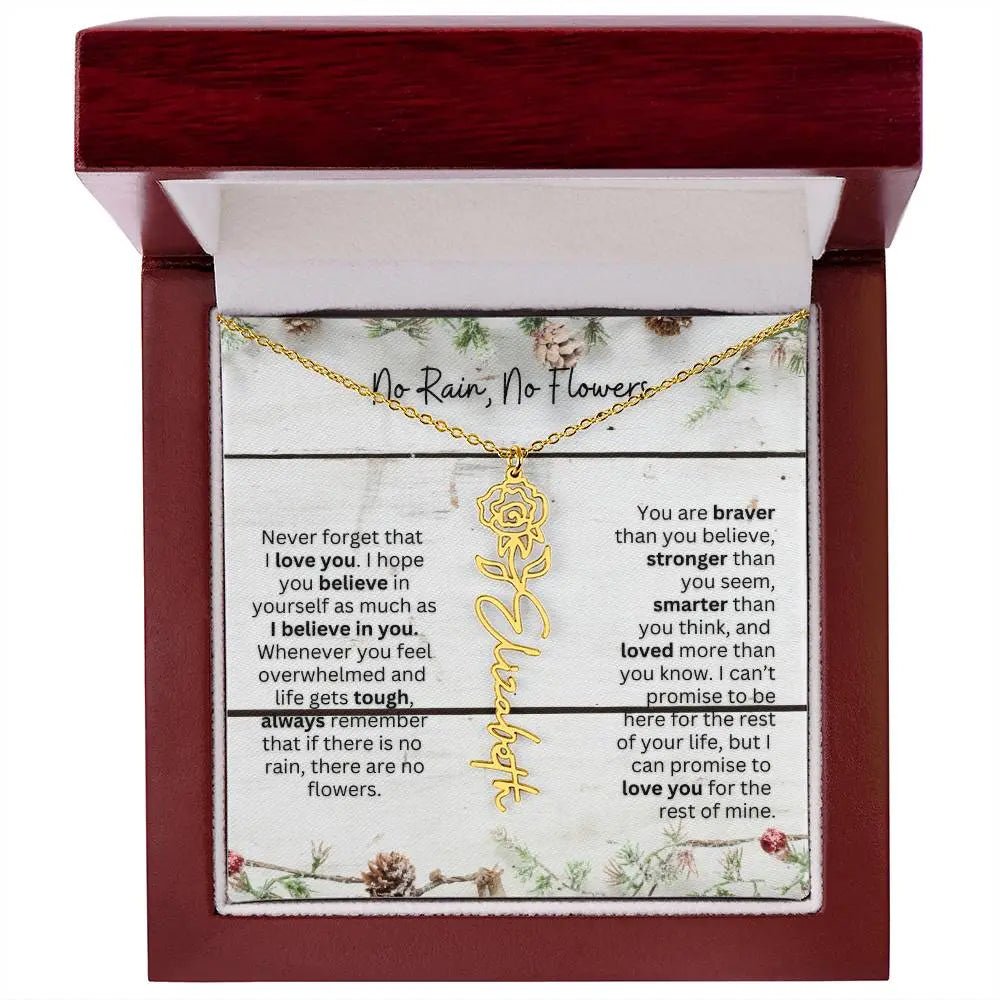 No Rain No Flowers Necklace for Daughter - Christmas Special Women Birth Flower Jewelry Gift 2025 - Ever Trendy Essentials