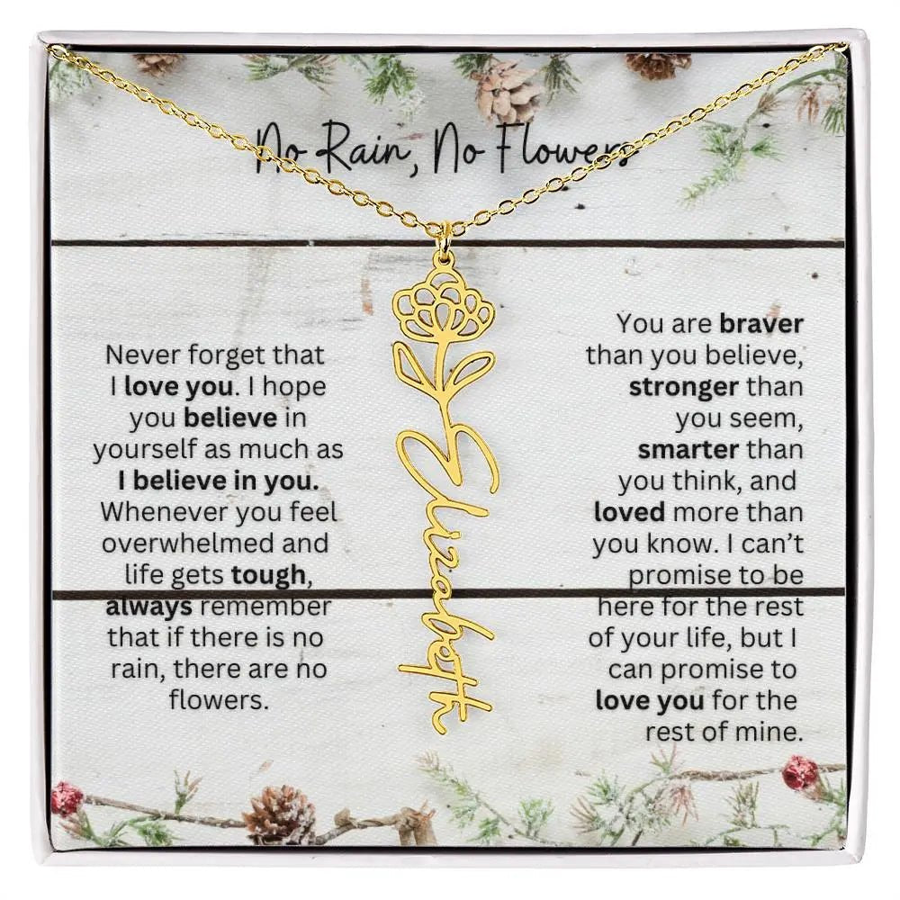No Rain No Flowers Necklace for Daughter - Christmas Special Women Birth Flower Jewelry Gift 2025 - Ever Trendy Essentials