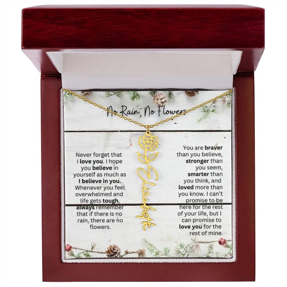 No Rain No Flowers Necklace for Daughter - Christmas Special Women Birth Flower Jewelry Gift 2025 - Ever Trendy Essentials