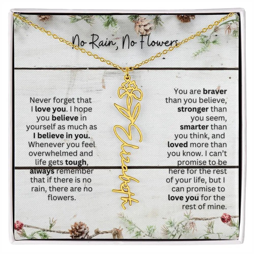 No Rain No Flowers Necklace for Daughter - Christmas Special Women Birth Flower Jewelry Gift 2025 - Ever Trendy Essentials