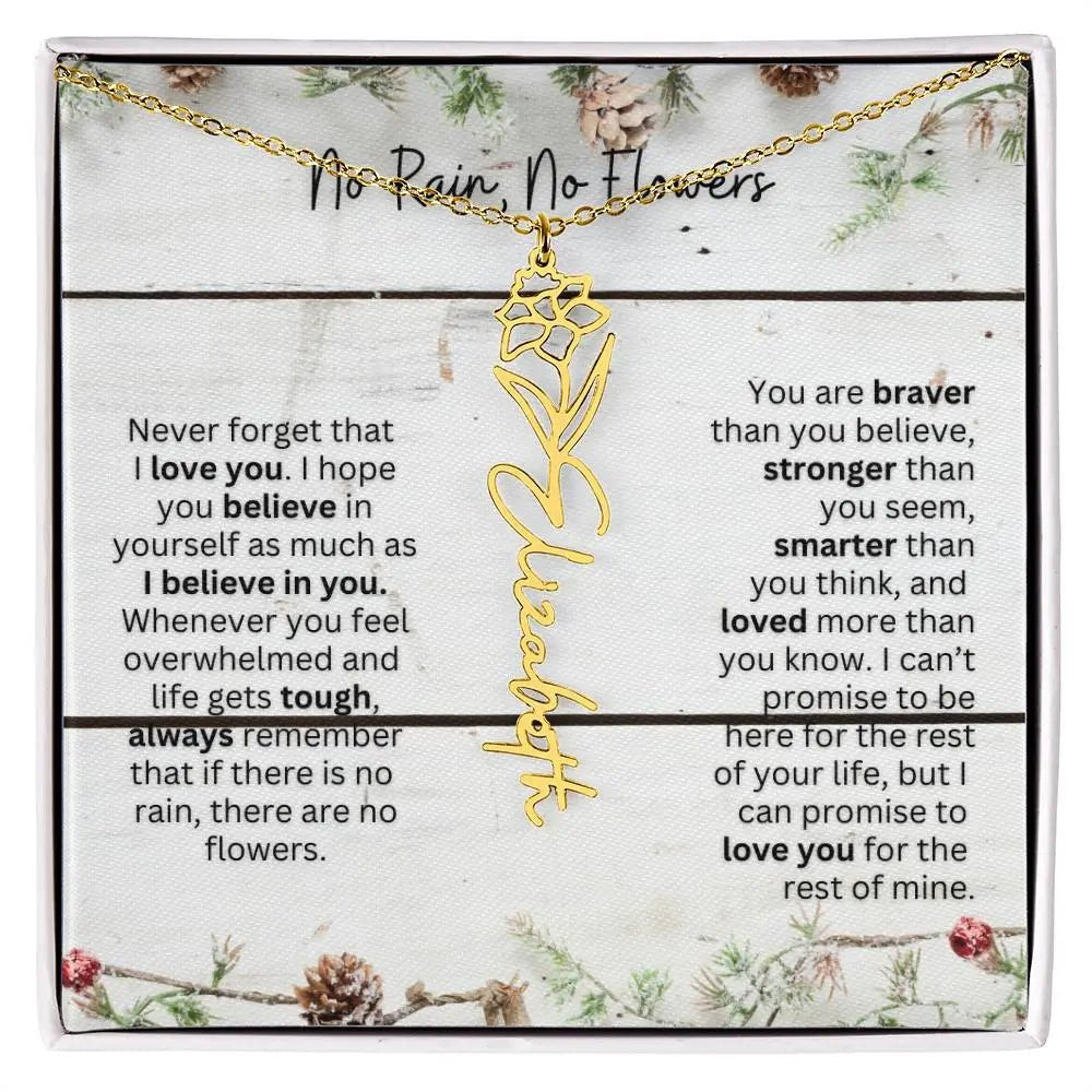 No Rain No Flowers Necklace for Daughter - Christmas Special Women Birth Flower Jewelry Gift 2025 - Ever Trendy Essentials