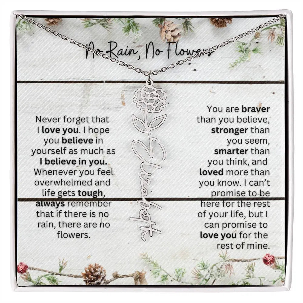 No Rain No Flowers Necklace for Daughter - Christmas Special Women Birth Flower Jewelry Gift 2025 - Ever Trendy Essentials