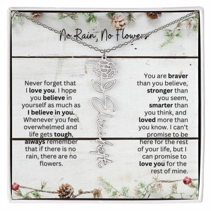 No Rain No Flowers Necklace for Daughter - Christmas Special Women Birth Flower Jewelry Gift 2025 - Ever Trendy Essentials