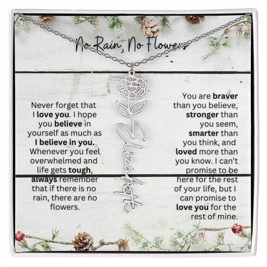 No Rain No Flowers Necklace for Daughter - Christmas Special Women Birth Flower Jewelry Gift 2025 - Ever Trendy Essentials