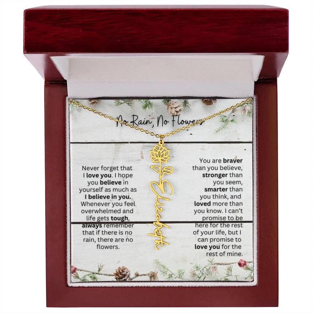 No Rain No Flowers Necklace for Daughter - Christmas Special Women Birth Flower Jewelry Gift 2025 - Ever Trendy Essentials