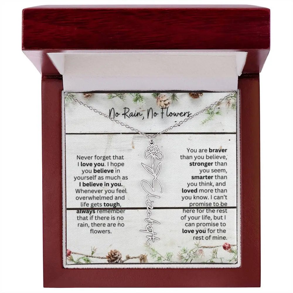 No Rain No Flowers Necklace for Daughter - Christmas Special Women Birth Flower Jewelry Gift 2025 - Ever Trendy Essentials
