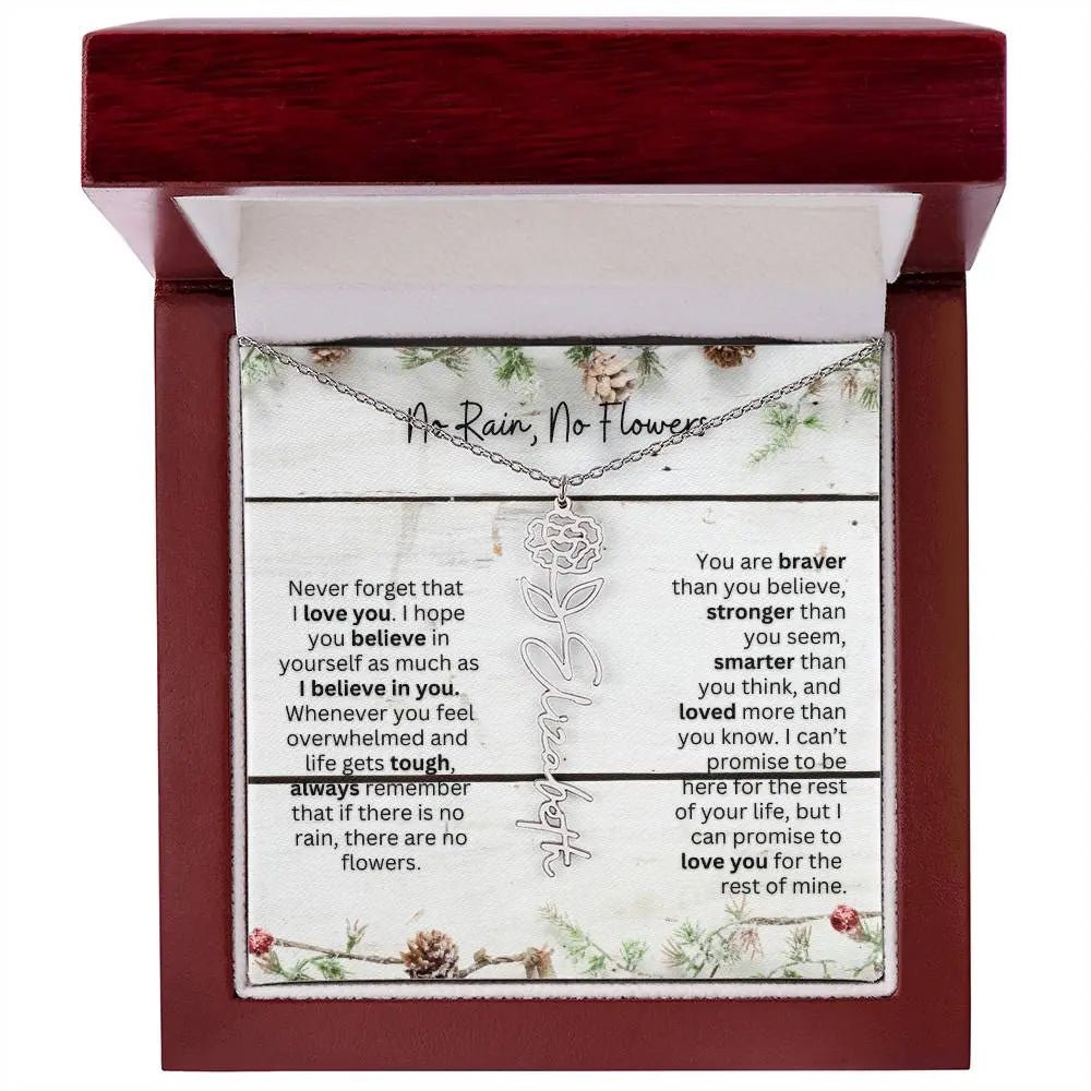No Rain No Flowers Necklace for Daughter - Christmas Special Women Birth Flower Jewelry Gift 2025 - Ever Trendy Essentials