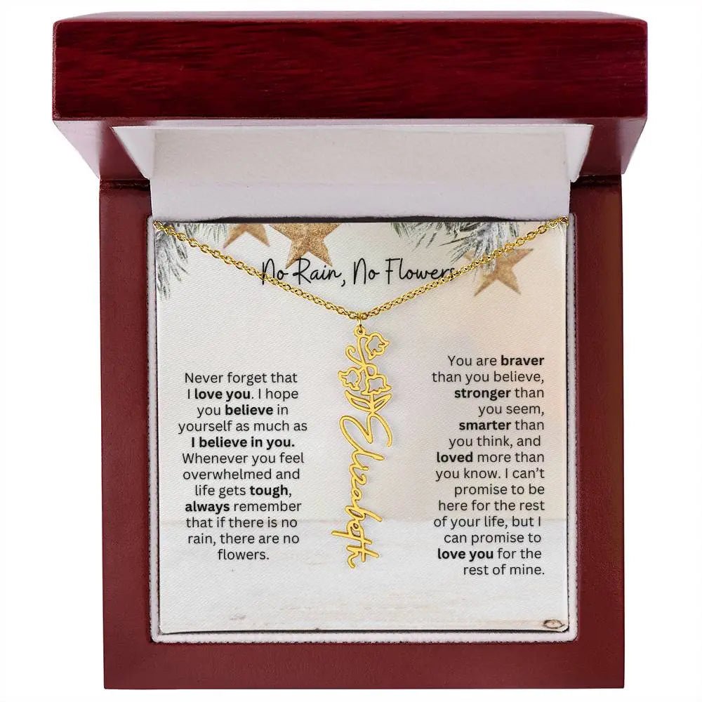 No Rain No Flowers Necklace for Daughter - Custom Christmas Birth Flower Jewelry Gift 2025 - Ever Trendy Essentials