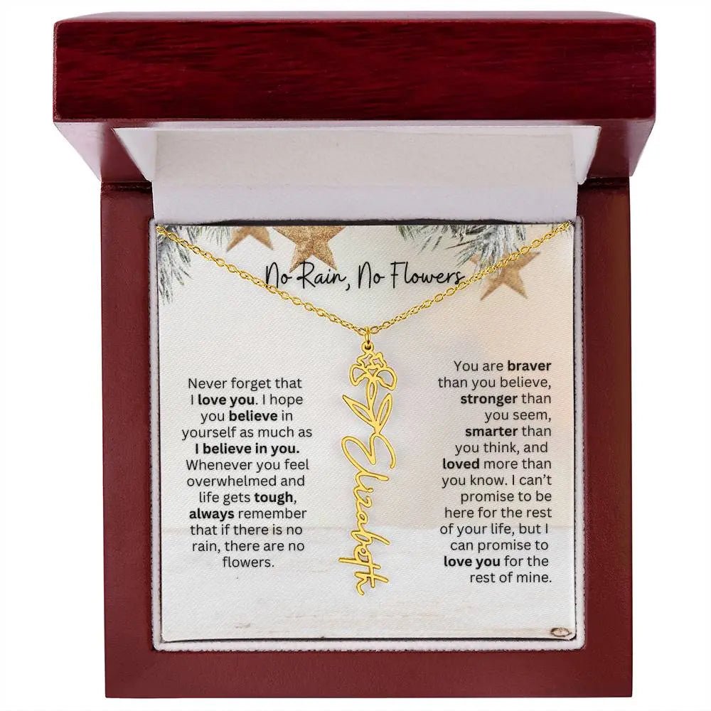 No Rain No Flowers Necklace for Daughter - Custom Christmas Birth Flower Jewelry Gift 2025 - Ever Trendy Essentials