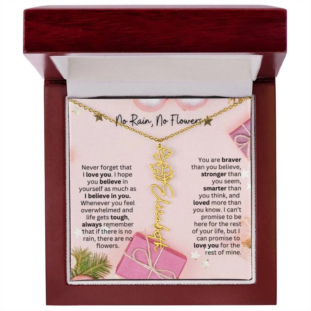 No Rain No Flowers Necklace for Daughter - Elegant Christmas Birth Flower Jewelry Gift 2025 - Ever Trendy Essentials