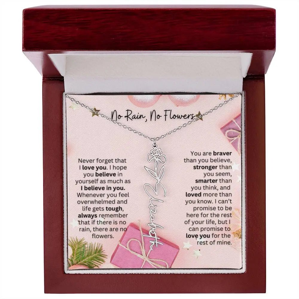 No Rain No Flowers Necklace for Daughter - Elegant Christmas Birth Flower Jewelry Gift 2025 - Ever Trendy Essentials
