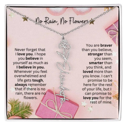 No Rain No Flowers Necklace for Daughter - Elegant Christmas Birth Flower Jewelry Gift 2025 - Ever Trendy Essentials