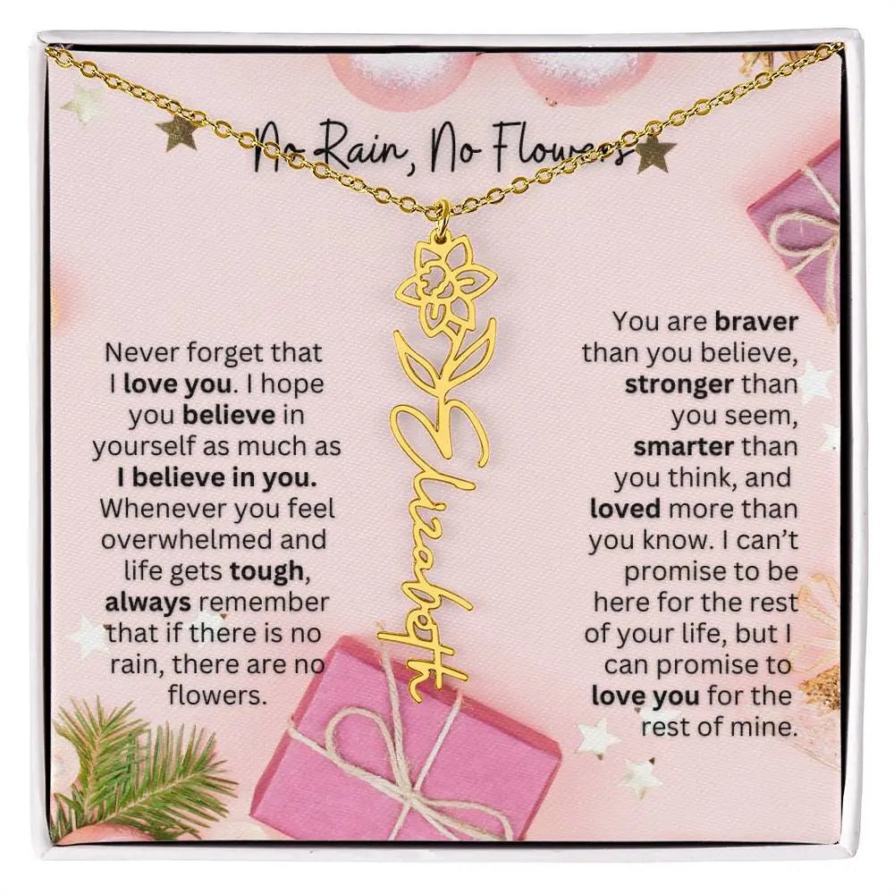 No Rain No Flowers Necklace for Daughter - Elegant Christmas Birth Flower Jewelry Gift 2025 - Ever Trendy Essentials