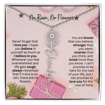 No Rain No Flowers Necklace for Daughter - Elegant Christmas Birth Flower Jewelry Gift 2025 - Ever Trendy Essentials