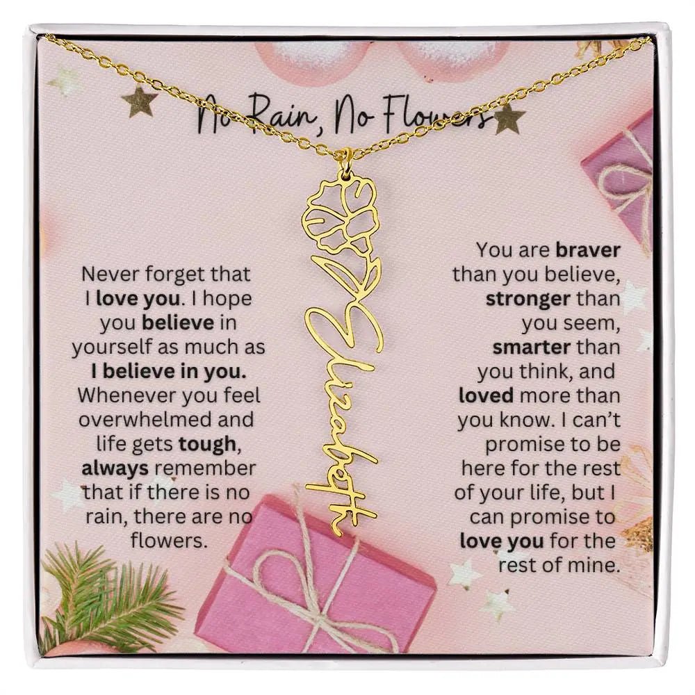 No Rain No Flowers Necklace for Daughter - Elegant Christmas Birth Flower Jewelry Gift 2025 - Ever Trendy Essentials