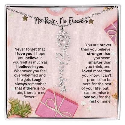 No Rain No Flowers Necklace for Daughter - Elegant Christmas Birth Flower Jewelry Gift 2025 - Ever Trendy Essentials