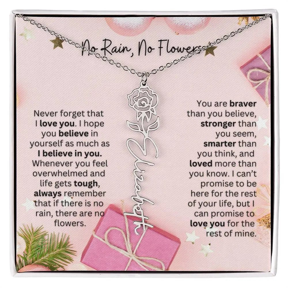 No Rain No Flowers Necklace for Daughter - Elegant Christmas Birth Flower Jewelry Gift 2025 - Ever Trendy Essentials