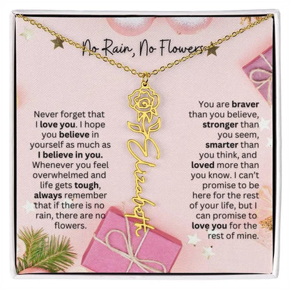 No Rain No Flowers Necklace for Daughter - Elegant Christmas Birth Flower Jewelry Gift 2025 - Ever Trendy Essentials