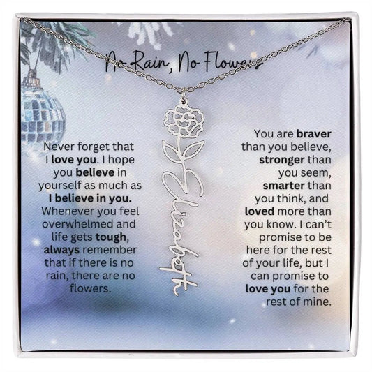 No Rain No Flowers Necklace for Daughter - Holiday Christmas Birth Flower Jewelry Gift 2025 - Ever Trendy Essentials