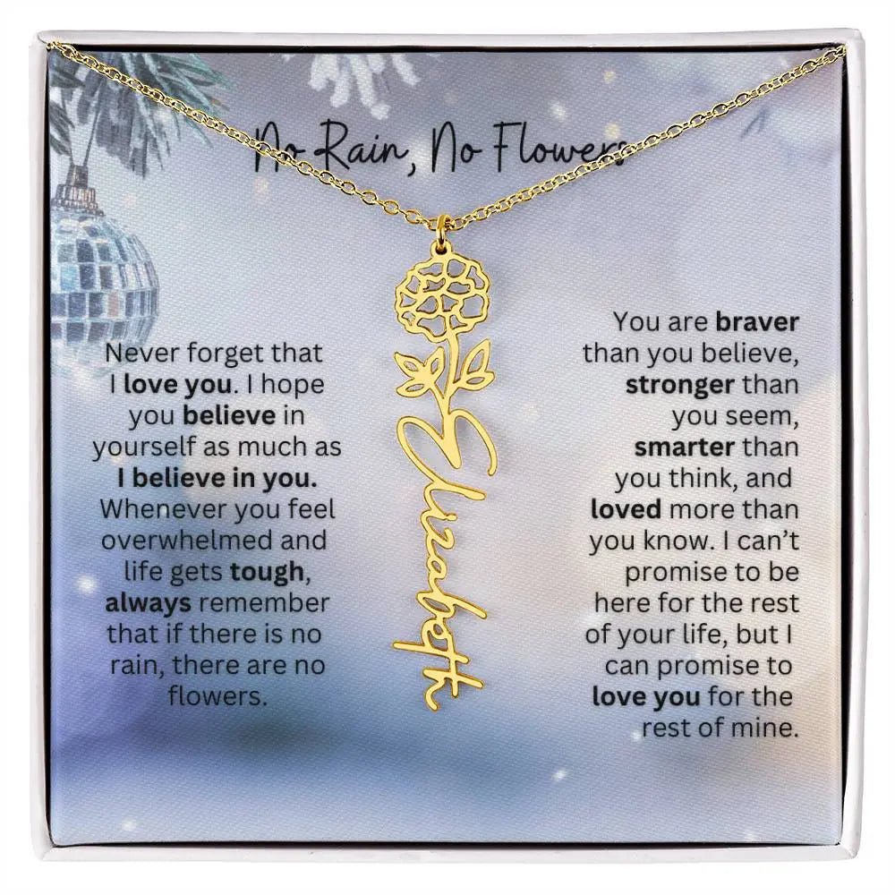 No Rain No Flowers Necklace for Daughter - Holiday Christmas Birth Flower Jewelry Gift 2025 - Ever Trendy Essentials