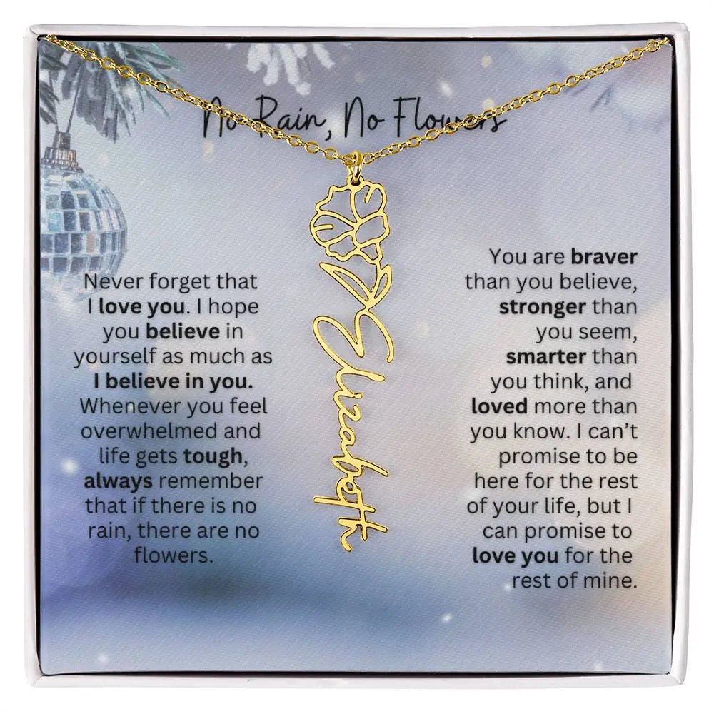 No Rain No Flowers Necklace for Daughter - Holiday Christmas Birth Flower Jewelry Gift 2025 - Ever Trendy Essentials