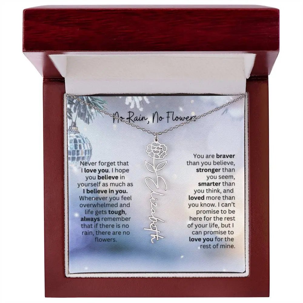 No Rain No Flowers Necklace for Daughter - Holiday Christmas Birth Flower Jewelry Gift 2025 - Ever Trendy Essentials