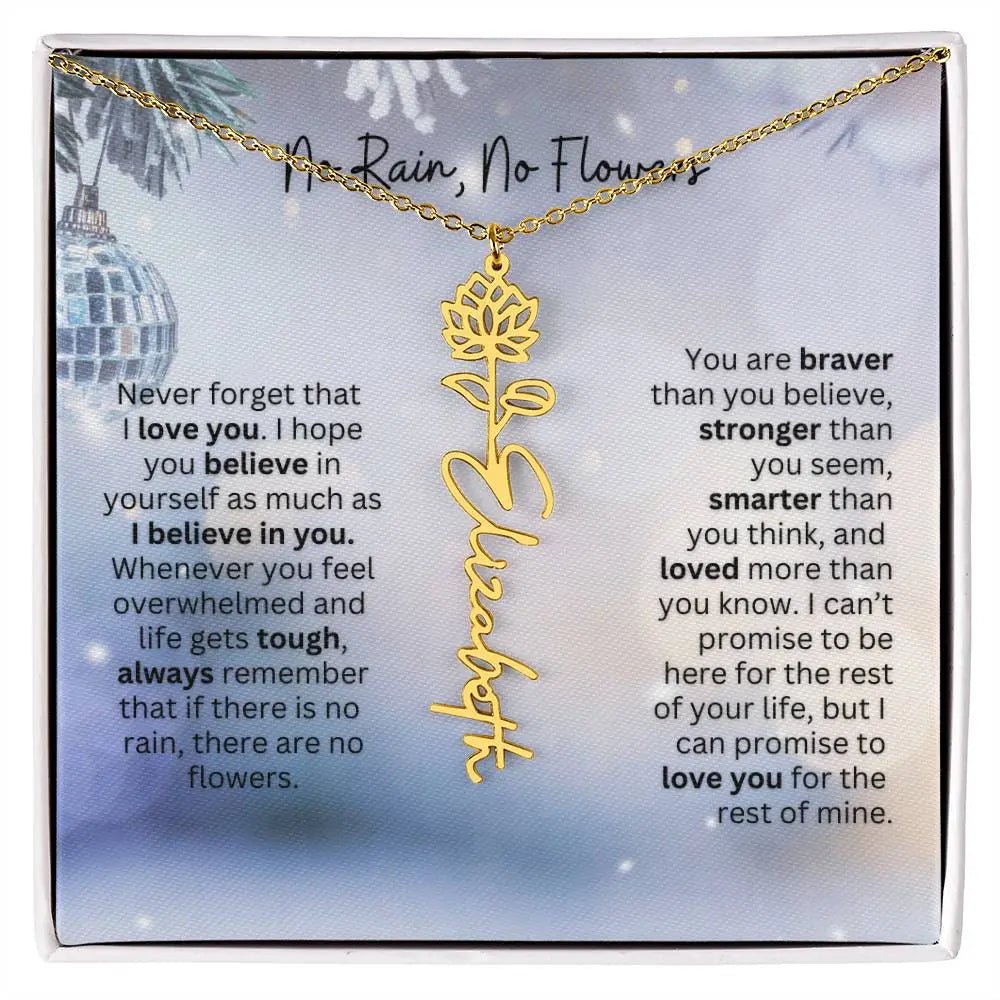 No Rain No Flowers Necklace for Daughter - Holiday Christmas Birth Flower Jewelry Gift 2025 - Ever Trendy Essentials