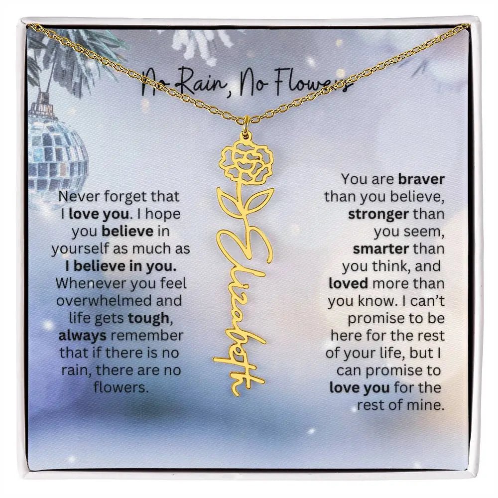 No Rain No Flowers Necklace for Daughter - Holiday Christmas Birth Flower Jewelry Gift 2025 - Ever Trendy Essentials