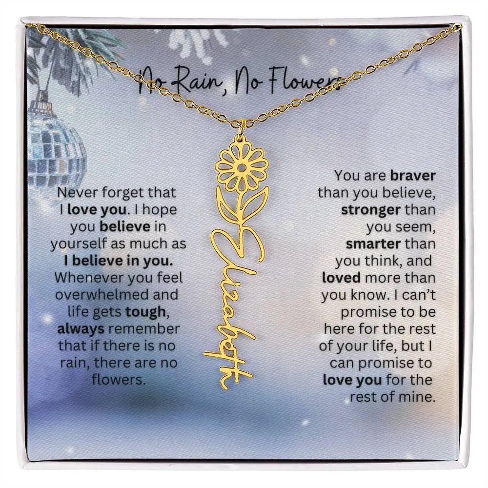 No Rain No Flowers Necklace for Daughter - Holiday Christmas Birth Flower Jewelry Gift 2025 - Ever Trendy Essentials