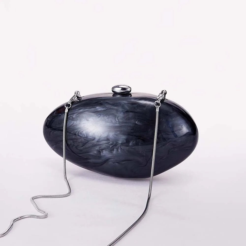 Oval Marble Beige Shell Acrylic Luxury Elegant Lady Evening Bag | Cute Handbag & Wedding Girl Female Mini Purse - Ever Trendy Essentials